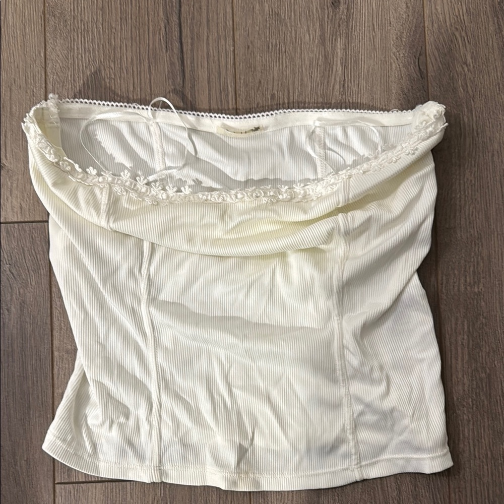 Free People Cream Lace-Trimmed Women's Strapless Crop